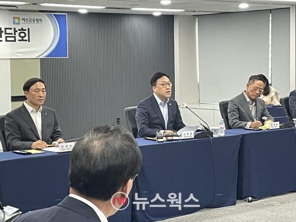 22일 서울 중구 여신금융협회에서 김병환 금융위원장이 여신금융협회장 및 15개사 여전사 대표들과 진행한 간담회에서 모두발언을 하고 있다. (사진=김다혜 기자)