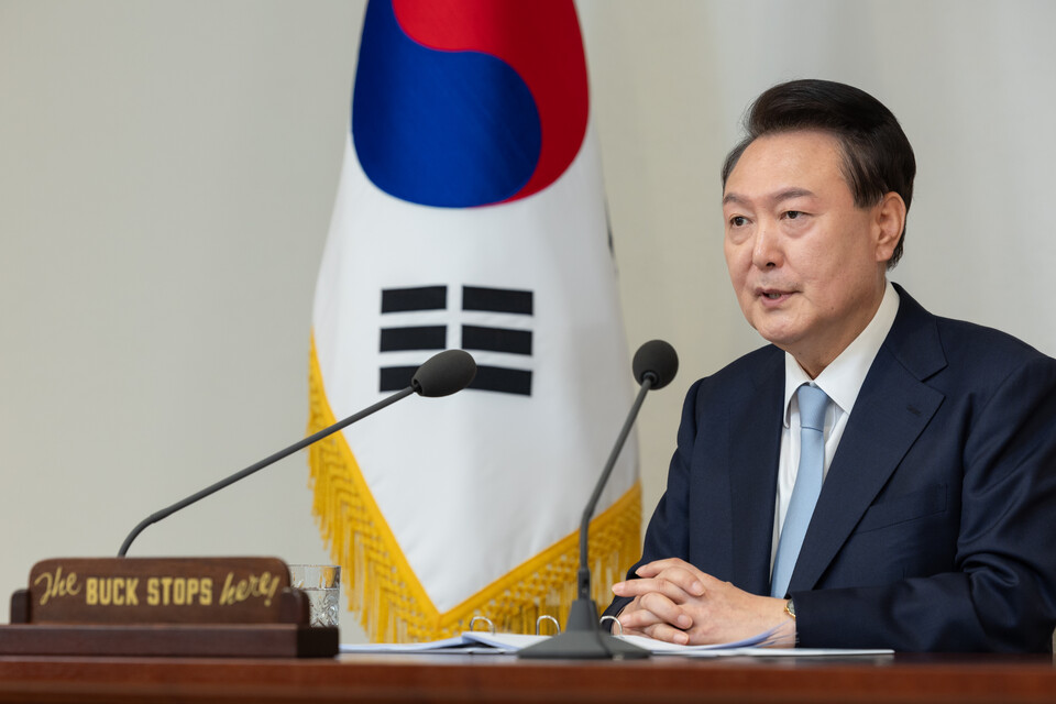 윤석열 대통령이 지난 8월 29일 서울 용산 대통령실 집무실에서 국정브리핑을 하고 있다. (사진제공=대통령실)