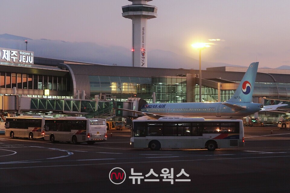 대한항공 항공기가 제주공항 계류장에서 대기하고 있다. 기사 내용과는 관련 없음. (사진=정민서 기자)
