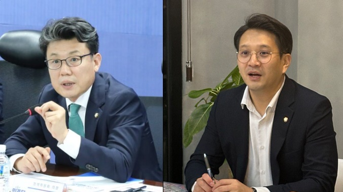 진성준(왼쪽) 민주당 의원 vs 전용기 민주당 의원. (출처=페이스북)