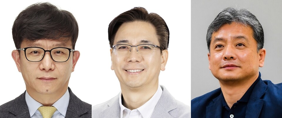 오준동(왼쪽부터) 현대케피코 대표이사 부사장, 이한우 현대건설 대표이사 부사장, 주우정 현대엔지니어링 대표이사 사장. (사진제공=현대차그룹)