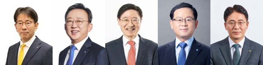 이재근(왼쪽부터) 국민은행장, 정상혁 신한은행장, 이승열 하나은행장, 조병규 우리은행장, 이석용 농협은행장. (사진제공=각사)