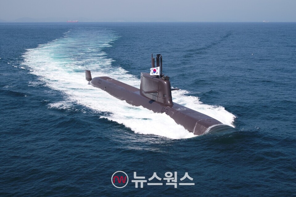 HD현대중공업이 지난 4월 해군에 인도한 신채호함의 시운전 모습. (사진제공=방위사업청)