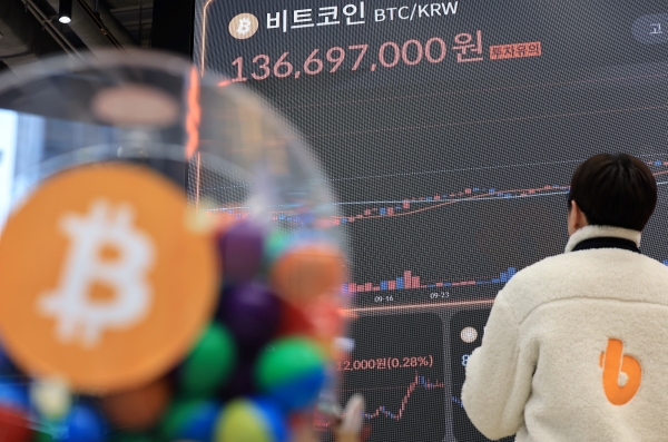 21일 서울 서초구 빗썸라운지 시황판에 비트코인을 비롯한 암호화폐 시세가 표시되고 있다. (사진=뉴스1)