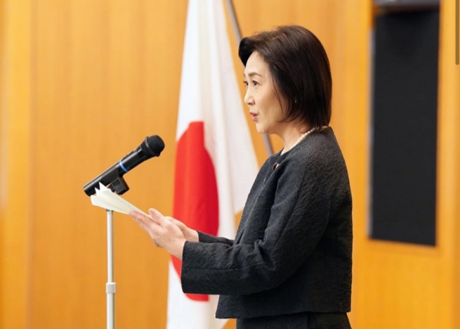 사도광산 추도식에 일본 정부 대표로 참석한 이쿠이나 아키코 외무성 정무관. (출처=이쿠이나 아키코 인스타그램)