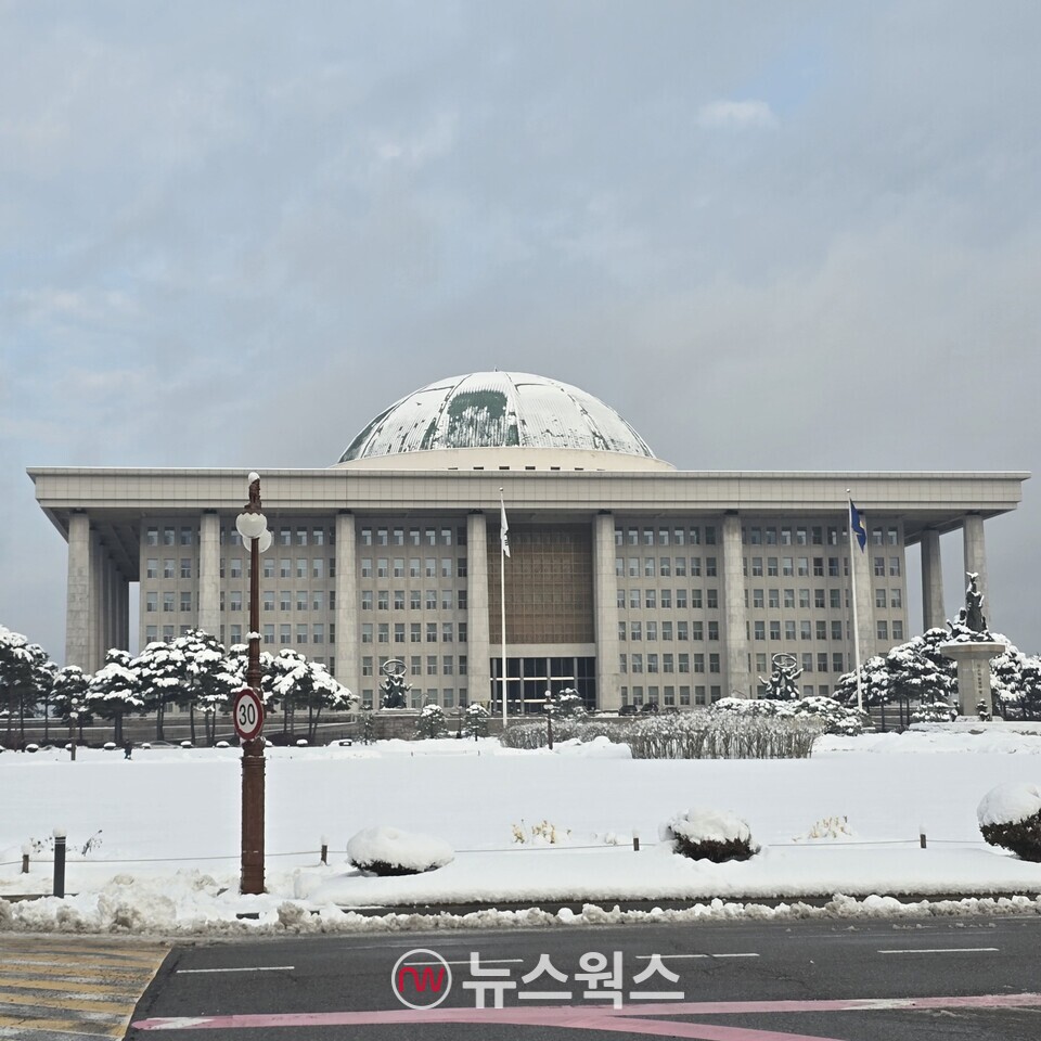 지난달 29일 눈 쌓인 국회의사당 본관. (사진=원성훈 기자)
