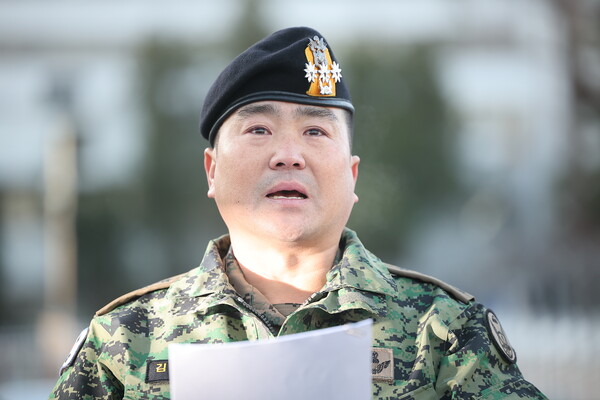 김현태 특전사 제707특수임무단 단장이 9일 오전 서울 용산구 국방부 전쟁기념관 앞에서 기자회견을 하고 있다. (사진=뉴스1)