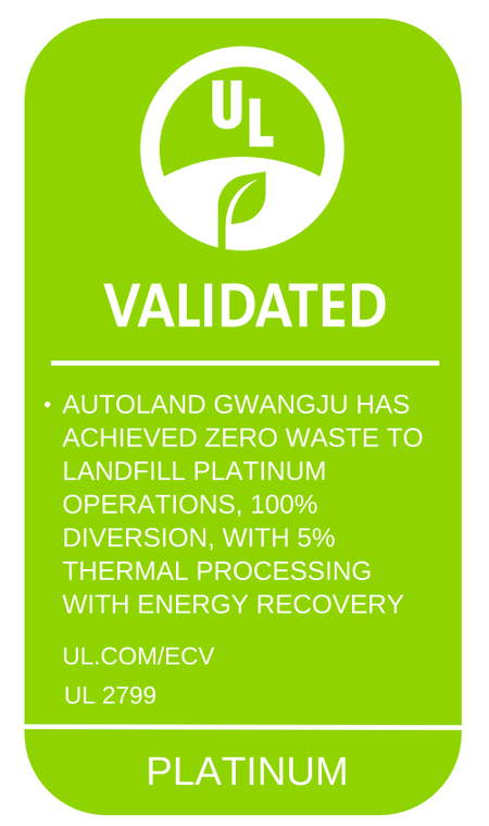 '폐기물 매립 제로' 플래티넘 등급 검증 마크. (사진제공=기아)