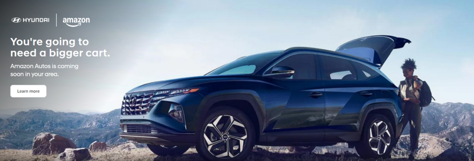 현대차 미국판매법인은 7일(현지시간) 아마존 오토스에서 자동차 판매를 본격적으로 시작한다고 밝혔다. (출처=아마존 오토스 홈페이지)