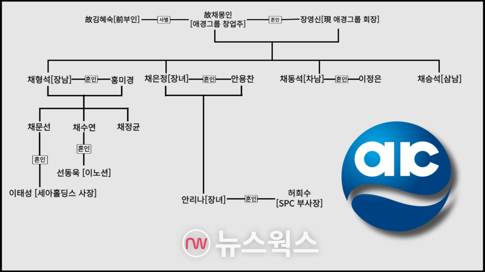 애경그룹 혼맥도. (그래픽=뉴스웍스)