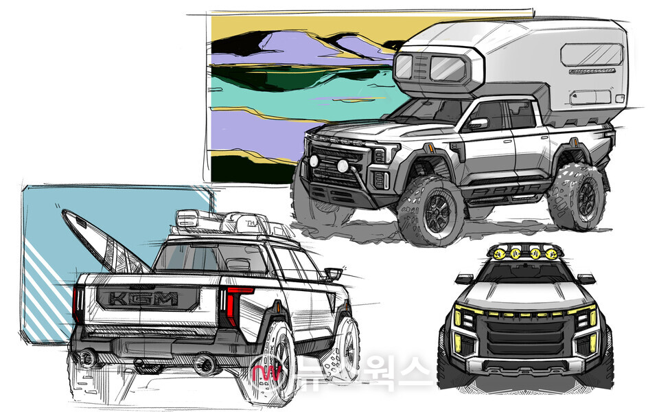 KGM '무쏘' 라인업 스케치. (사진제공=KGM)