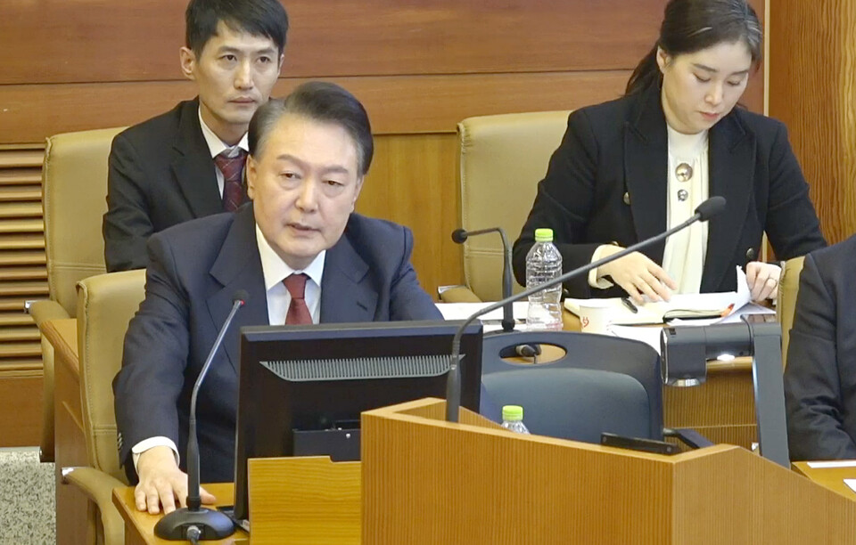 윤석열 대통령이 4일 서울 종로구 헌법재판소에서 열린 본인에 대한 탄핵심판 5차 변론에 피청구인으로 출석해 발언하고 있다. (사진=뉴스1)