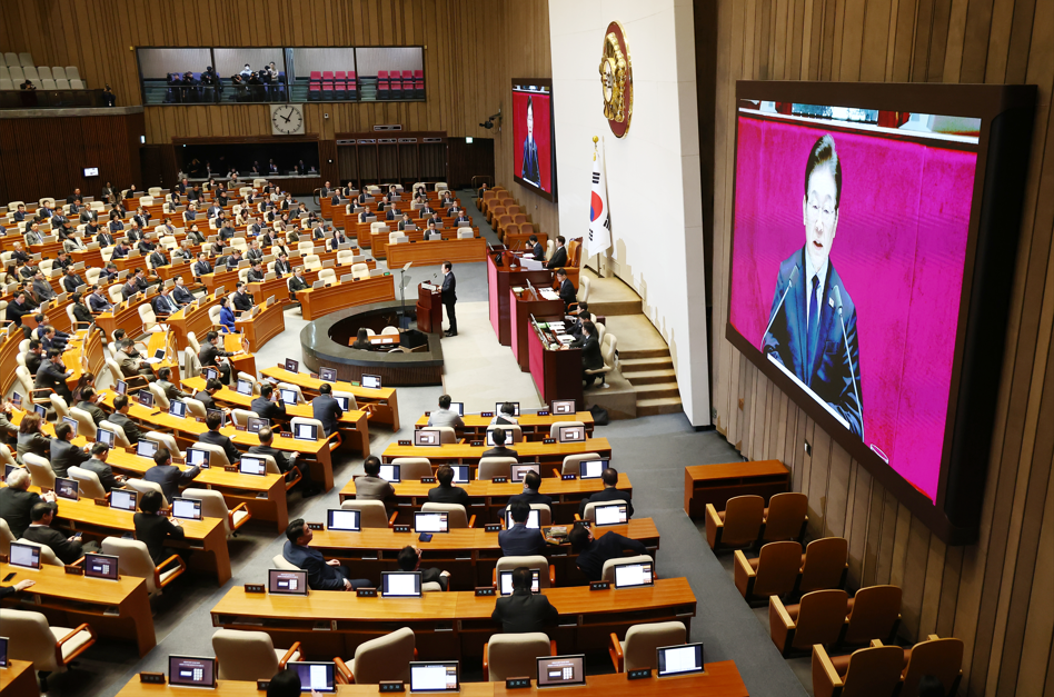 이재명 민주당 대표가 10일 국회에서 교섭단체 대표연설을 하고 있다. (사진=뉴스1)