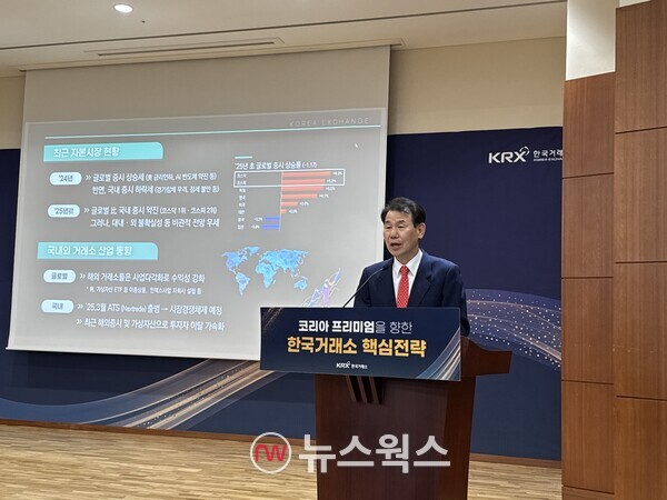 정은보 한국거래소 이사장이 11일 여의도 서울사옥에서 열린 신년 기자간담회에서 올해 4대 핵심 추진 전략을 발표하고 있다. (사진=진은영 기자)