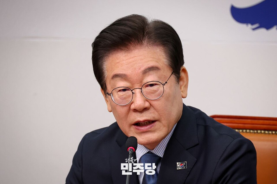 이재명 민주당 대표가 지난 7일 국회에서 열린 최고위원회의에서 발언하고 있다. (사진제공=민주당)