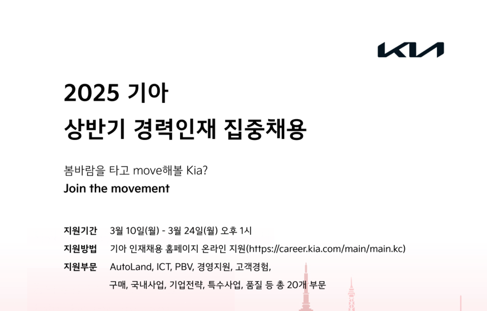 기아의 상반기 경력인재 집중채용 포스터. (사진제공=기아)
