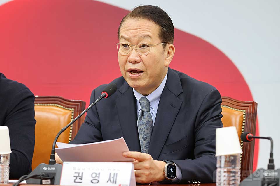 권영세 국민의힘 비상대책위원장이 13일 국회에서 열린 '국민의힘 비상대책위원회의'에서 발언하고 있다. (사진제공=국민의힘)