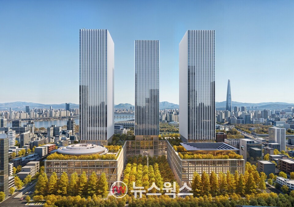 서울 강남구에 조성될 현대차그룹 '글로벌 비즈니스 콤플렉스(GBC)' 디자인 조감도. (사진제공=현대차그룹)
