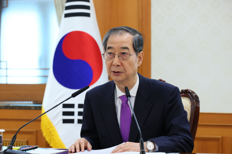 한덕수 대통령 권한대행 국무총리가 지난 25일 정부서울청사에서 열린 치안관계장관회의를 주재하고 있다. (사진제공=국무조정실)