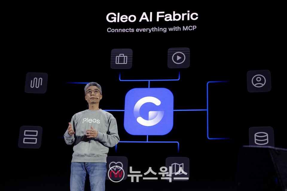 28일 서울 코엑스에서 열린 현대차그룹 개발자 콘퍼런스 '플레오스 25'에서 송창현 현대차·기아 AVP본부장(사장)이 키노트 발표를 하고 있다. (사진제공=현대차그룹)