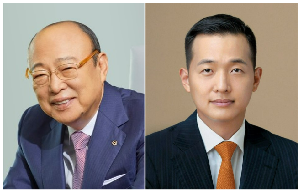 김승연 한화그룹 회장(왼쪽)과 김동관 한화그룹 부회장. (사진제공=한화그룹)