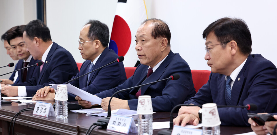 황우여 전 국민의힘 비상대책위원장이 지난해 7월 8일 오전 서울 여의도 당사에서 열린 비상대책위원회의에서 발언하고 있다. (사진=뉴스1)