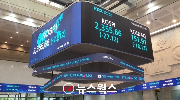 한국거래소 전광판. (사진=뉴스웍스 DB)