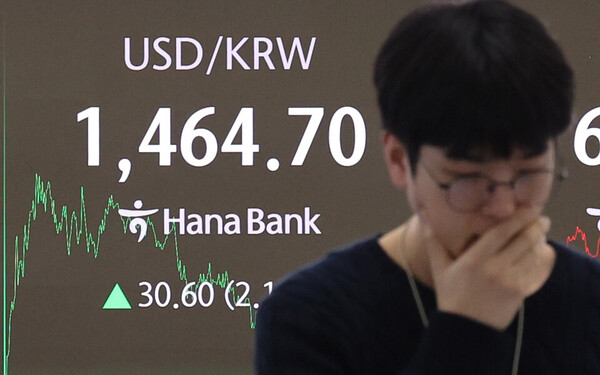 지난 7일 서울 중구 하나은행 딜링룸 전광판에 종가 현황이 표시돼 있다. (사진=뉴스1)