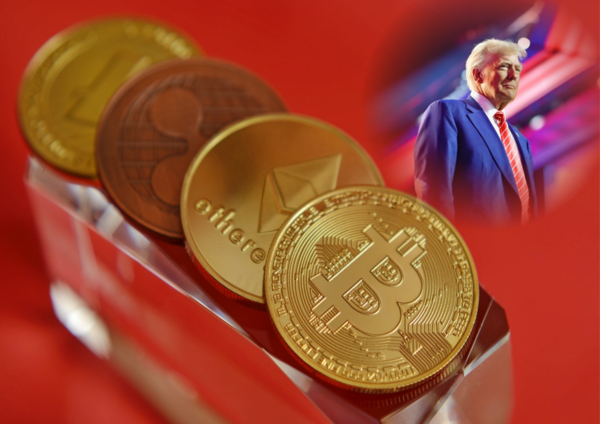 가상화폐와 도널드 트럼프 미국 대통령. (출처=픽사베이·트럼프 SNS)