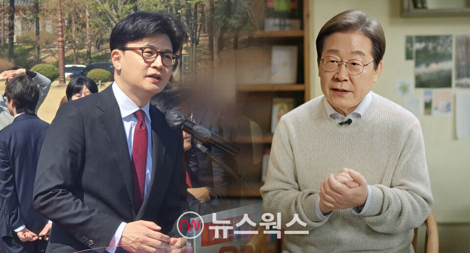 한동훈(왼쪽) 전 국민의힘 대표와 이재명 전 더불어민주당 대표가 10일 대선 출마를 선언했다. (사진제공=원성훈 기자·이재명 캠프)
