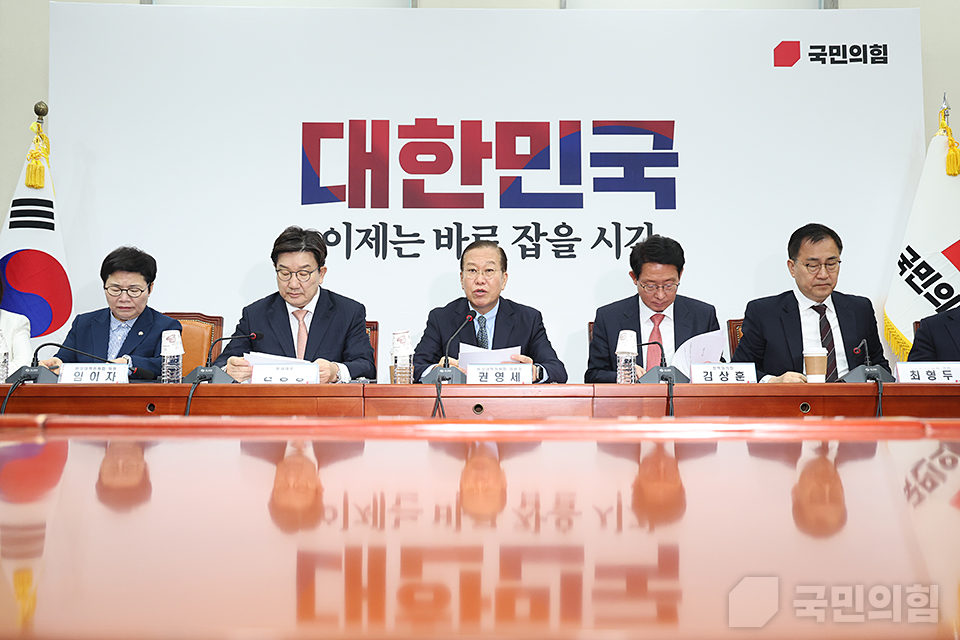 권영세(가운데) 국민의힘 비상대책위원장이 지난 10일 국회에서 열린 비상대책위원회의에서 발언하고 있다. (사진제공=국민의힘)