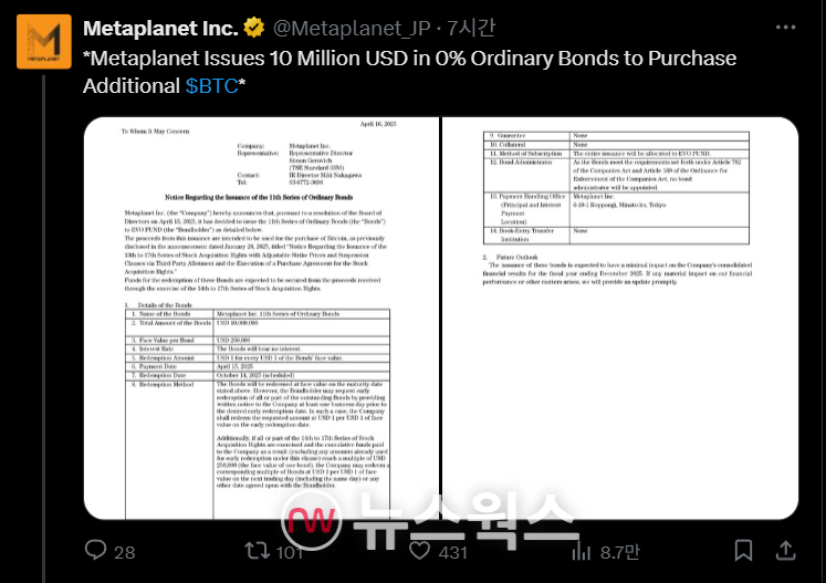 (출처=메타플래닛 X)