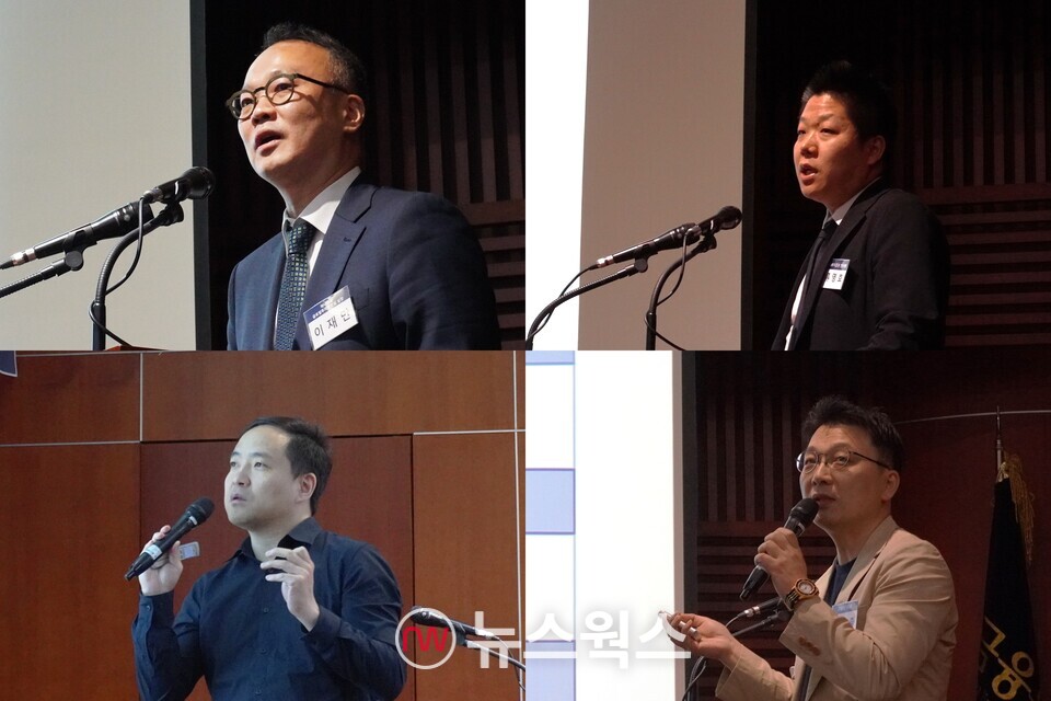 이재만(윗줄 왼쪽부터 시계방향) 하나증권 글로벌투자분석실장, 류영호 NH투자증권 연구원, 김세종 ETF랩 대표, 김진구 키움증권 연구원. (사진=강석호 기자)