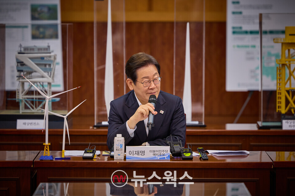 이재명 더불어민주당 대선 경선 후보가 지난 24일 오전 전북 새만금33센터를 방문해 발언하고 있다. (사진제공=이재명 캠프)