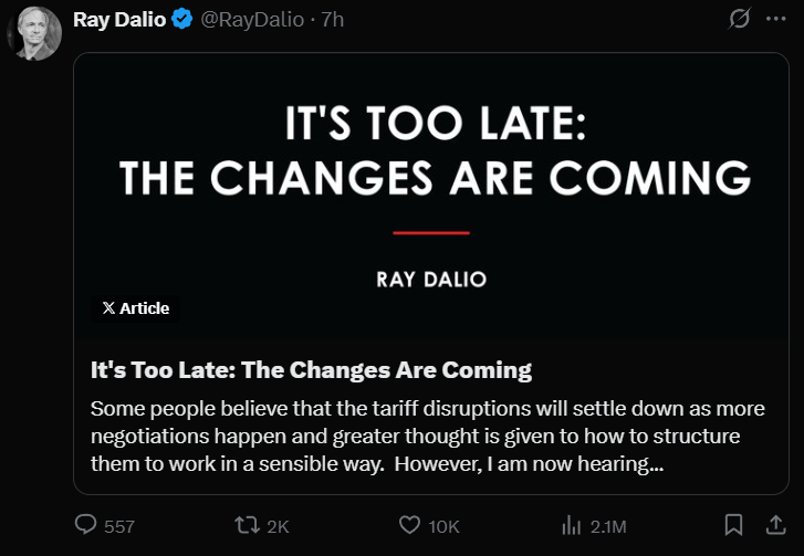(출처=레이 달리오 엑스)