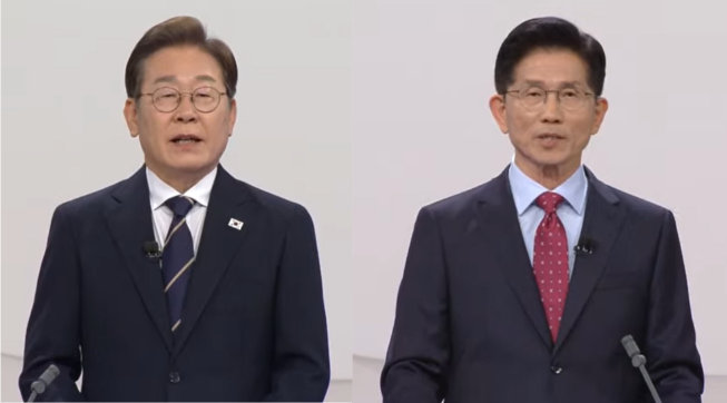 이재명(왼쪽) 더불어민주당 대선 후보와 김문수 국민의힘 대선 후보.(사진=중앙선거방송토론위원회)