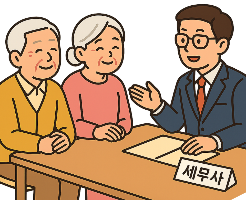 노부부가 상속과 관련해 세무사와 상담을 하고 있다. (출처=미리캔버스 AI)
