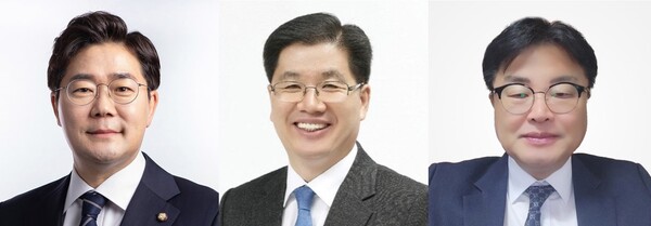 박찬대(왼쪽) 더불어민주당 상임총괄선대위원장·성현출(전남)·김승봉(광주) 민생소통추진단장