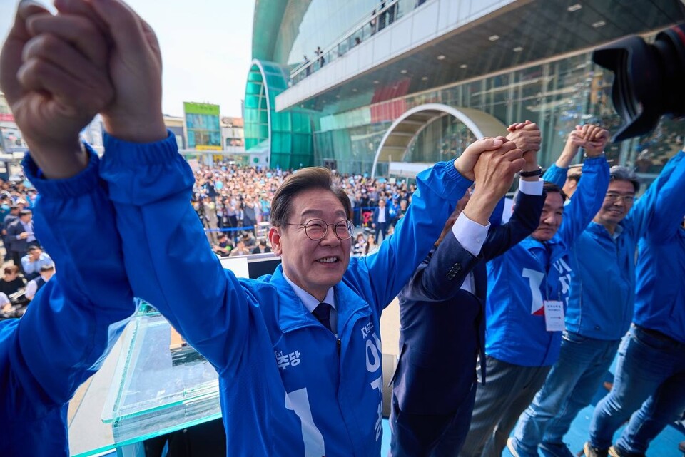 더불어민주당 이재명 후보가 경북지역에서 유세를 갖고 있다. (사진제공=더불어민주당)