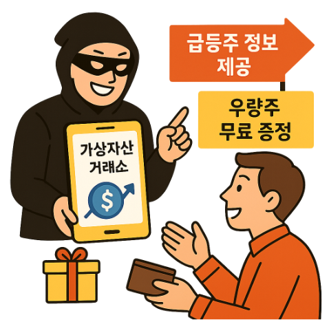 사기범이 투자자에게서 투자금을 편취하고 있다. (출처=미리캔버스 AI)