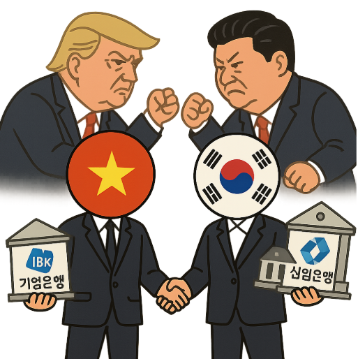 베트남과 한국이 기업은행과 산업은행을 매개로 협력을 하고 있다. (출처=미리캔버스 AI)