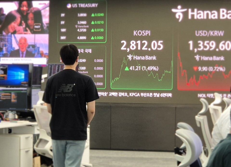 지난 5일 종가 기준 하나은행 딜링룸. (사진=정희진 기자)