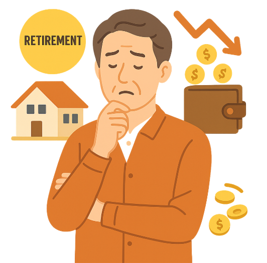 은퇴를 앞둔 중년이 노후 대비에 대해 고민하고 있다. (출처=미리캔버스 AI)