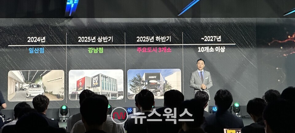 박경준 KGM 국내사업본부장이 '익스피리언스 센터' 확대 계획에 대해 설명하고 있다. (사진=정현준 기자)