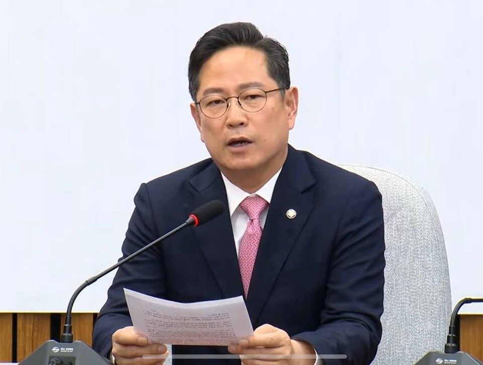 박수영 국민의힘 의원이 17일 국회에서 열린 원내대책회의에서 발언하고 있다. (출처=박수영 의원 페이스북)