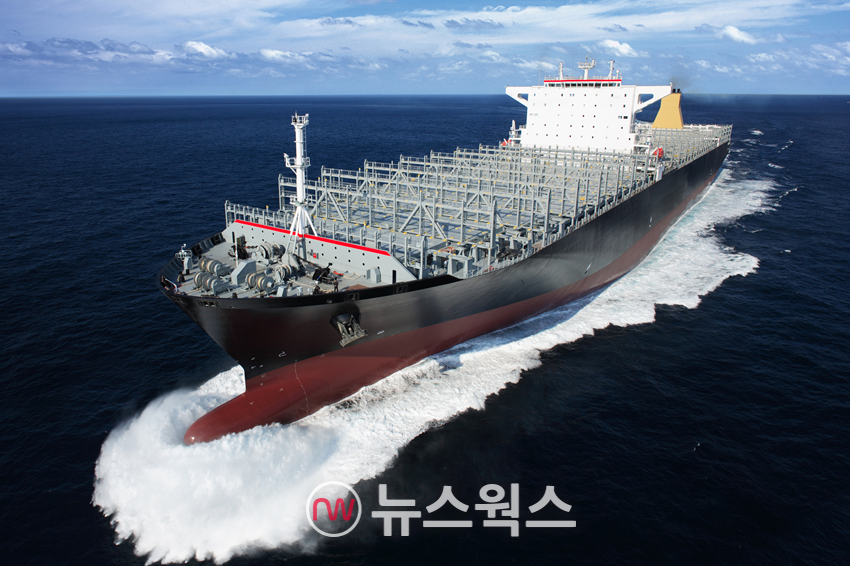 삼성중공업 건조 컨테이너운반선 시운전. (사진제공=삼성중공업)