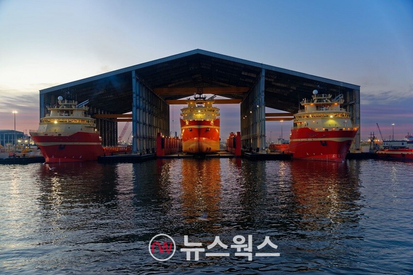 미국 에디슨 슈에스트 오프쇼어사 조선소. (사진제공=HD현대)