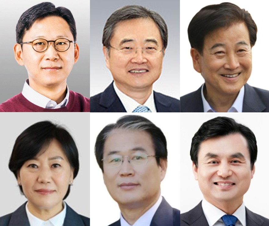 배경훈(왼쪽 윗줄부터 시계방향으로) 과학기술정보통신부 장관 후보자, 조현 외교부 장관 후보자, 정동영 통일부 장관 후보자, 안규백 국방부 장관 후보자, 권오을 국가보훈부 장관 후보자, 송미령 농림축산식품부 장관. (사진제공=대통령실)