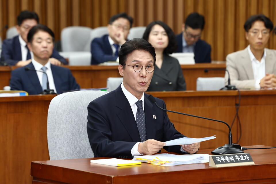 김민석 국무총리 후보자가 24일 국회에서 열린 인사청문회에 출석해 의원 질의에 답하고 있다. (사진=뉴스1)