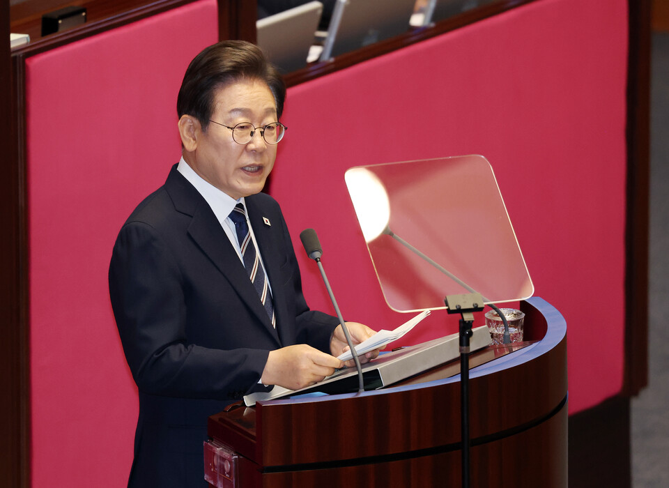 이재명 대통령이 26일 오전 서울 여의도 국회에서 열린 제426회국회 제2차 본회의에서 2025년도 제2회 추가경정예산안에 대한 정부의 시정연설을 하고 있다. (사진=뉴스1)